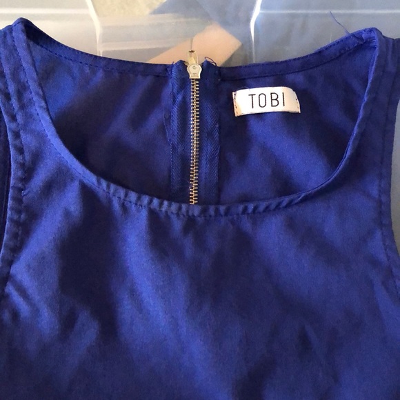 Tobi Blue Cropped Tank Top Blouse - Picture 2 of 8